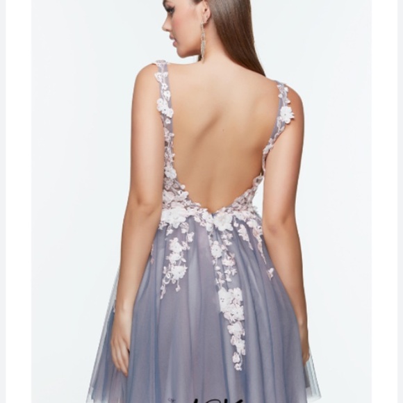 NWT Alyce Paris 3107 Floral Bodice Open Back Evening Gown Size 14. - Picture 2 of 14